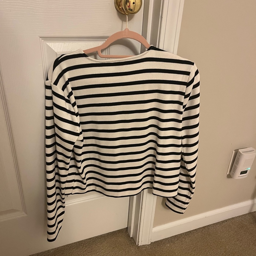 Ann Taylor Black and White Striped Button-Down Shirt - Picture 3 of 3